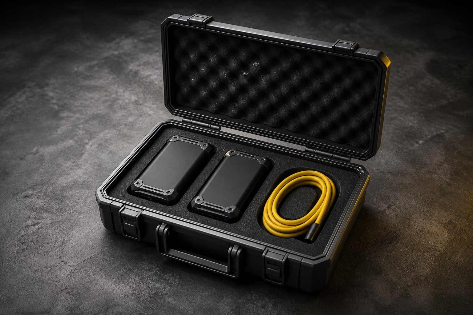 Concept artwork of an open equipment case with storage modules